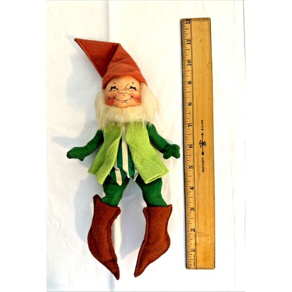 Annalee Christmas Elf Pixie Felt Ornament Figurine 11" Posable Shelf Sitter VTG - Picture 2 of 8
